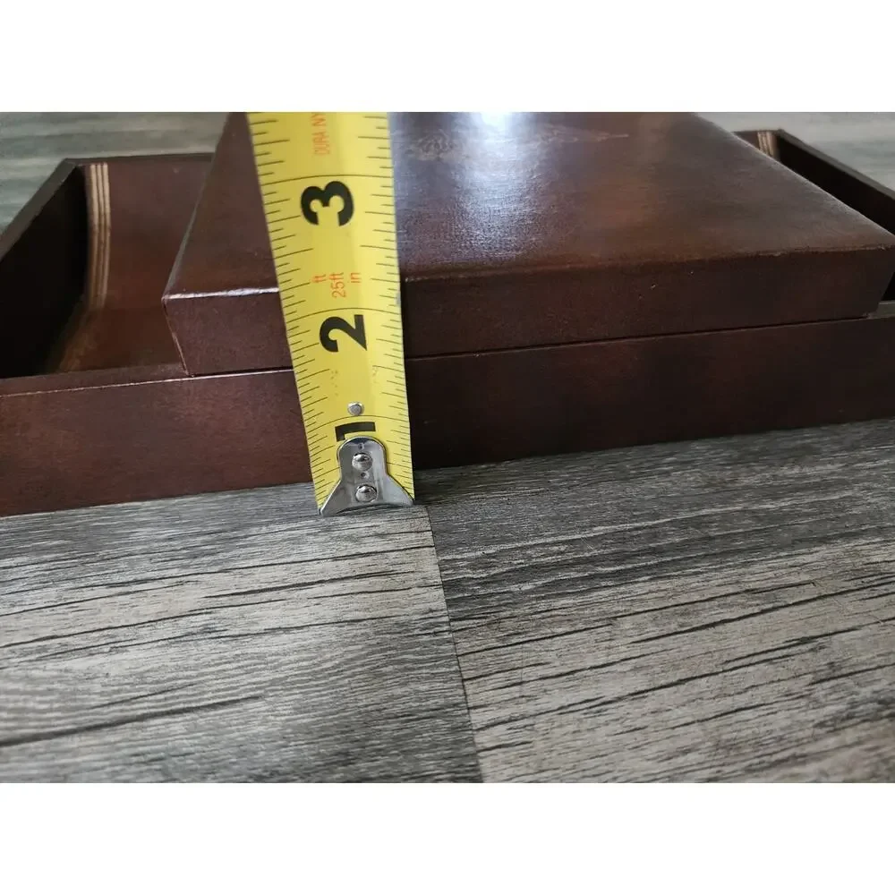 Mens Vintage Dresser Caddy Valet Faux Leather US Eagle Seal Jewelry Box